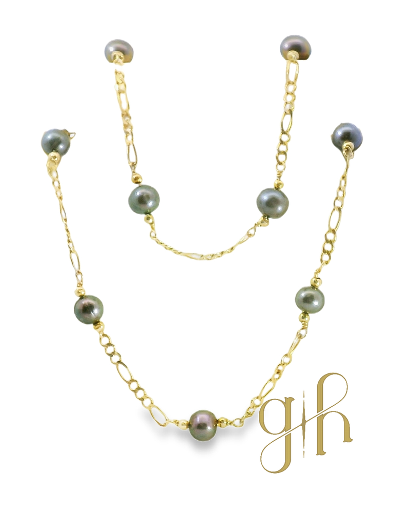 Black Pearl Necklace & Bracelet Set