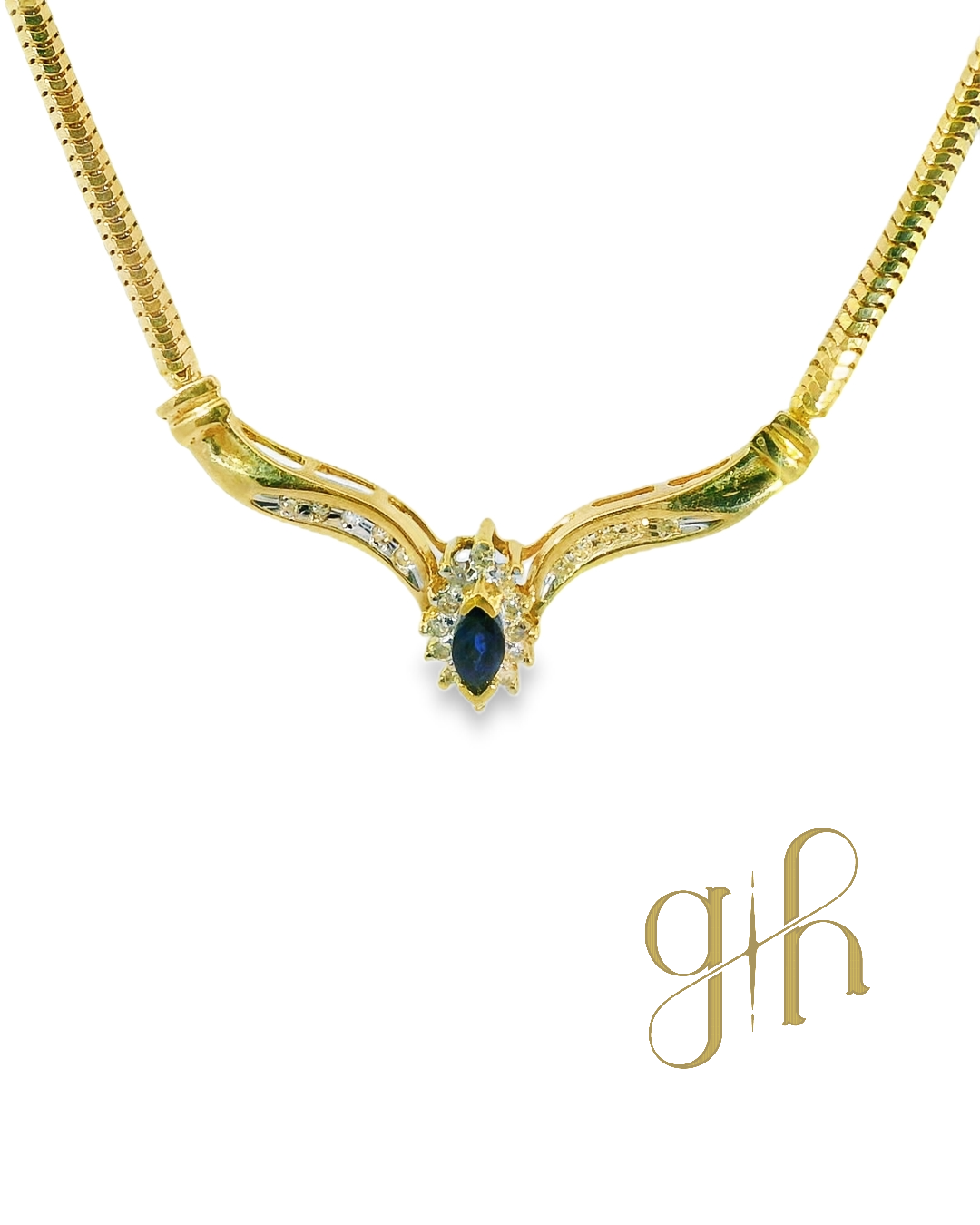 Sapphire & Diamond Snake Link Necklace