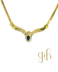 Sapphire & Diamond Snake Link Necklace