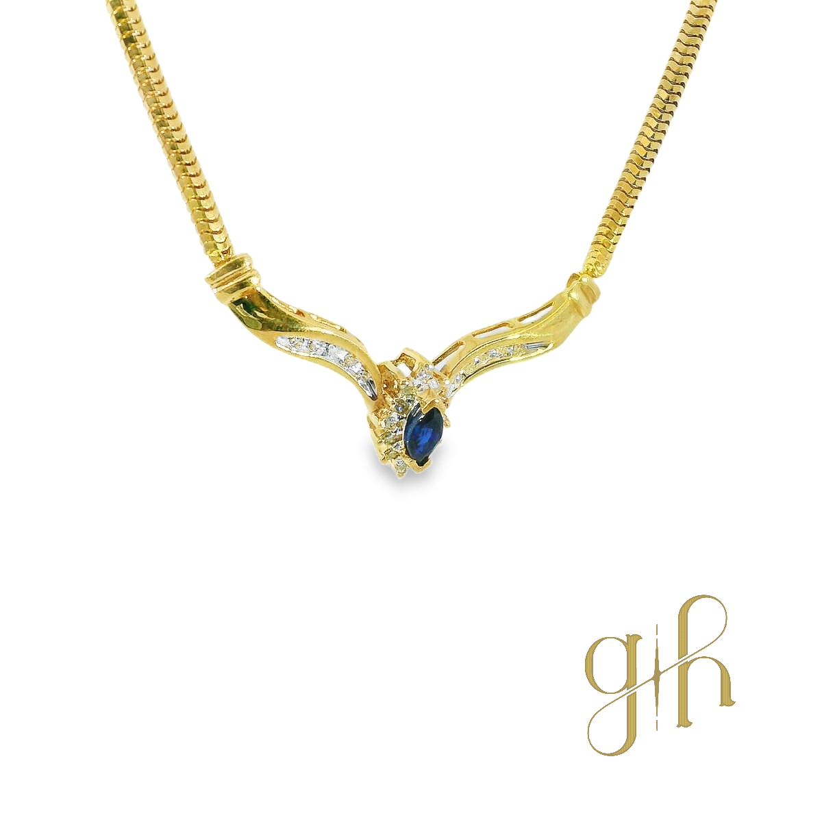 Sapphire & Diamond Snake Link Necklace