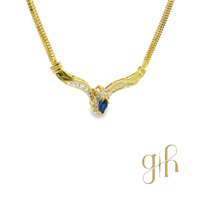 Sapphire & Diamond Snake Link Necklace