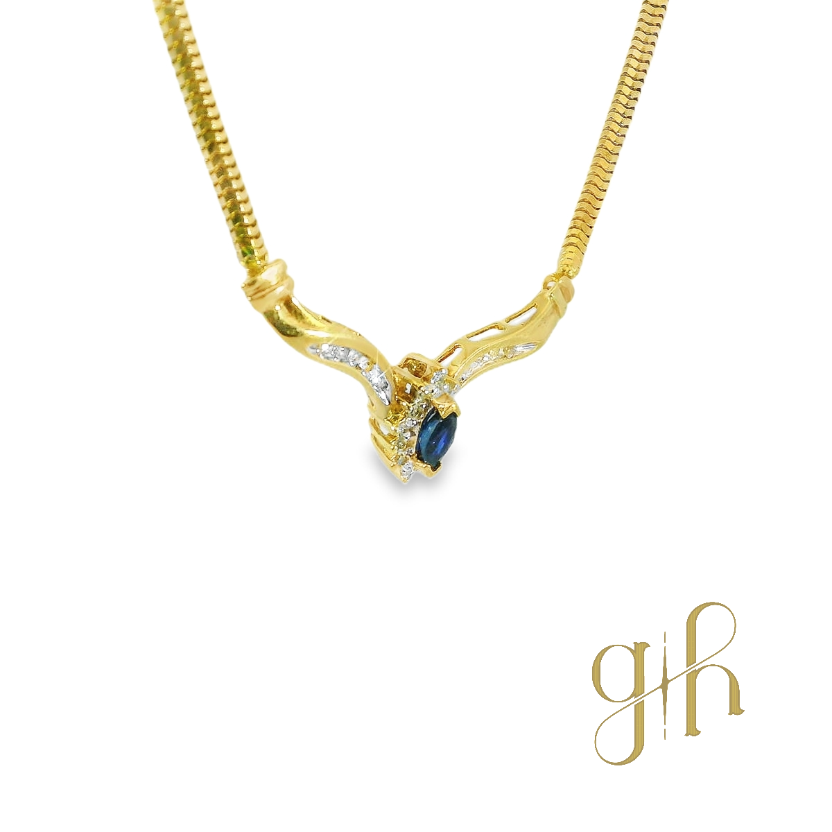 Sapphire & Diamond Snake Link Necklace