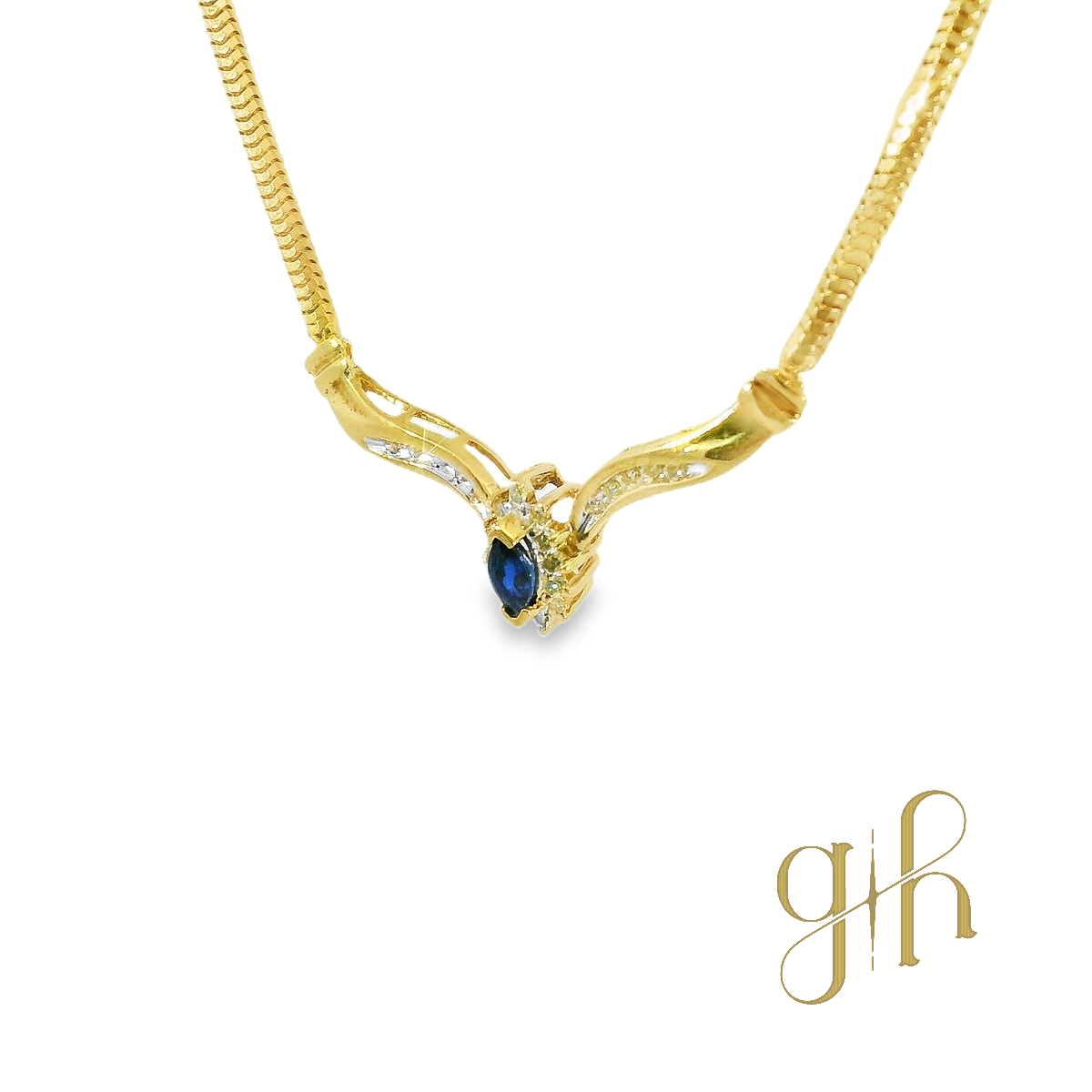 Sapphire & Diamond Snake Link Necklace