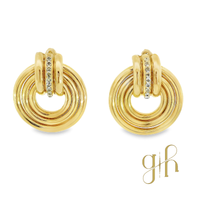 Round Disc Style Diamond Earrings