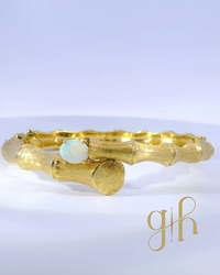 Opal Studded Bamboo Brushed Bangle