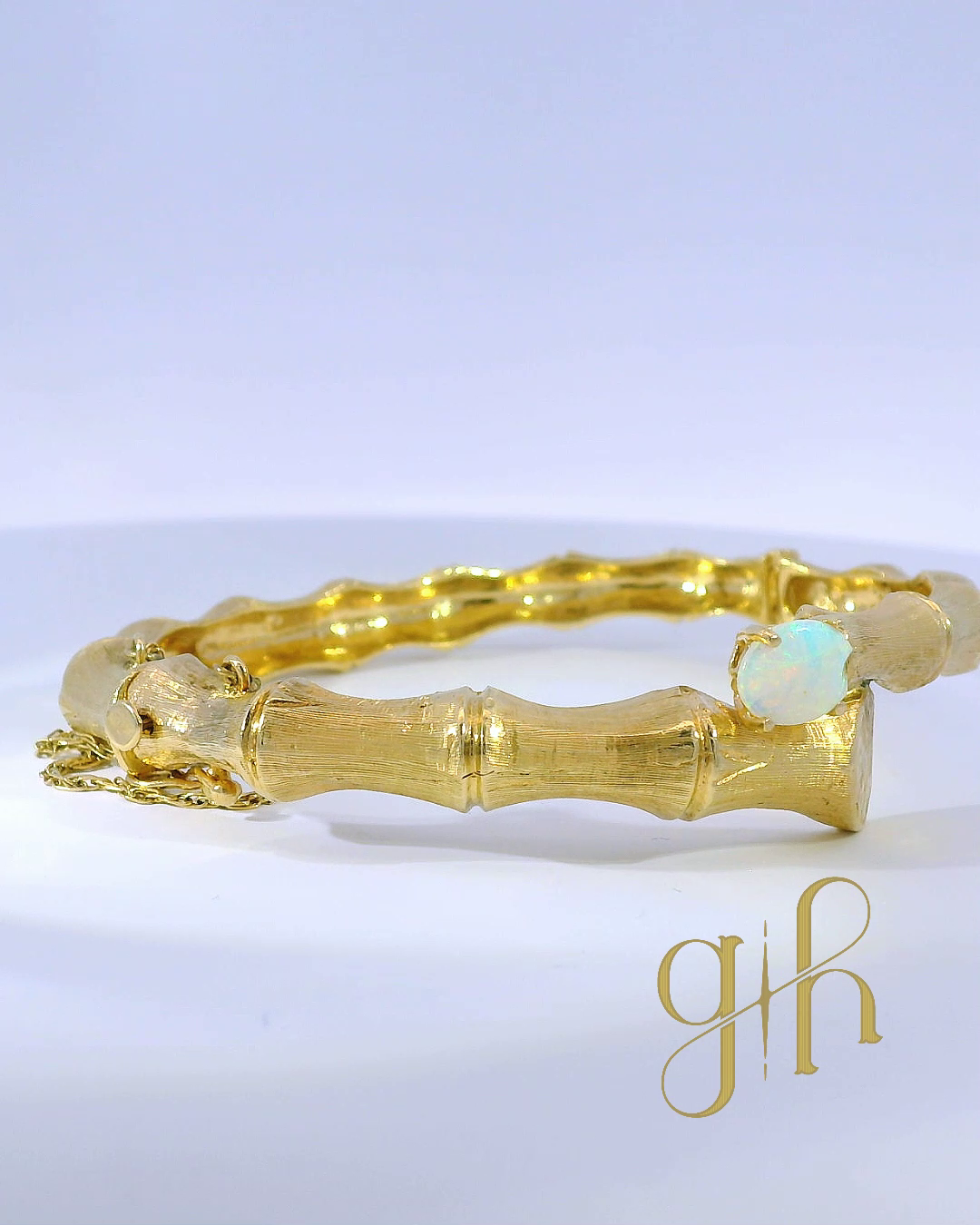 Opal Studded Bamboo Brushed Bangle
