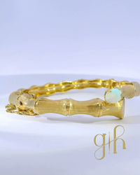 Opal Studded Bamboo Brushed Bangle