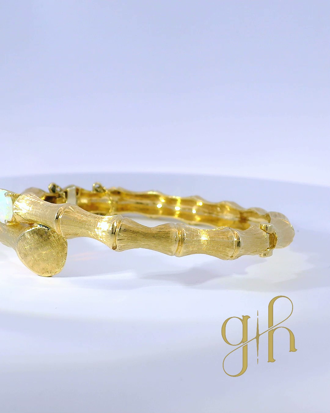 Opal Studded Bamboo Brushed Bangle