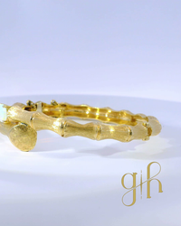 Opal Studded Bamboo Brushed Bangle