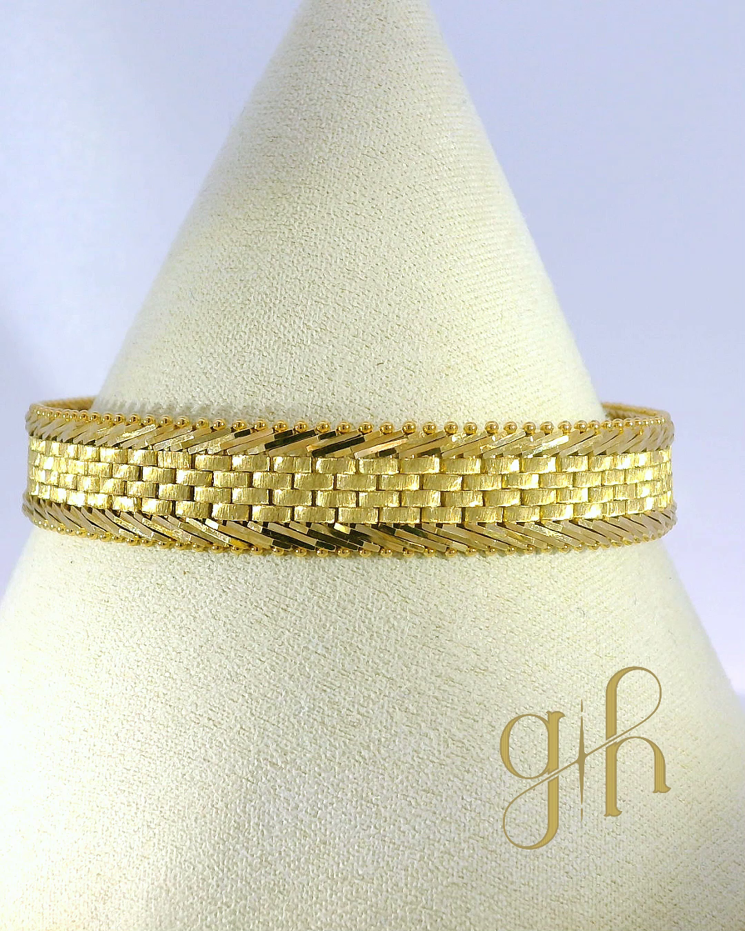 Beaded Edge Mesh Track Link Bracelet