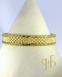 Beaded Edge Mesh Track Link Bracelet