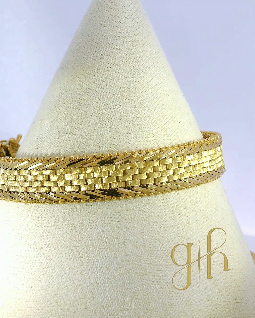 Beaded Edge Mesh Track Link Bracelet