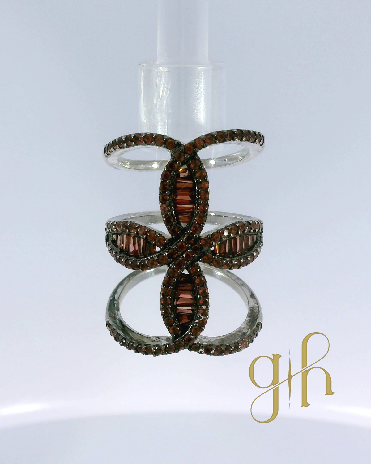 Orange Tourmaline Silver Cuff Style Ring