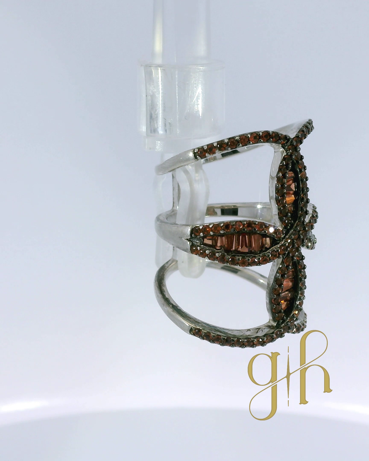 Orange Tourmaline Silver Cuff Style Ring