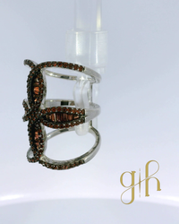 Orange Tourmaline Silver Cuff Style Ring