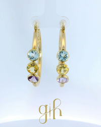 Topaz, Citrine & Amethyst Gold Hoops