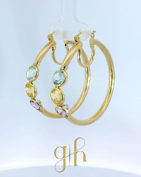 Topaz, Citrine & Amethyst Gold Hoops