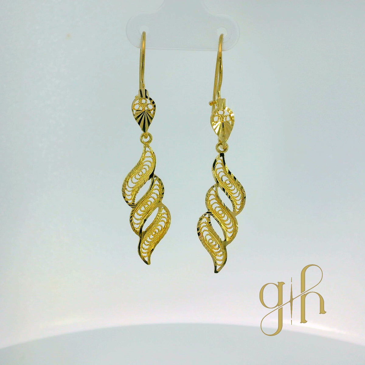 Wavy Feather Dangle Earrings