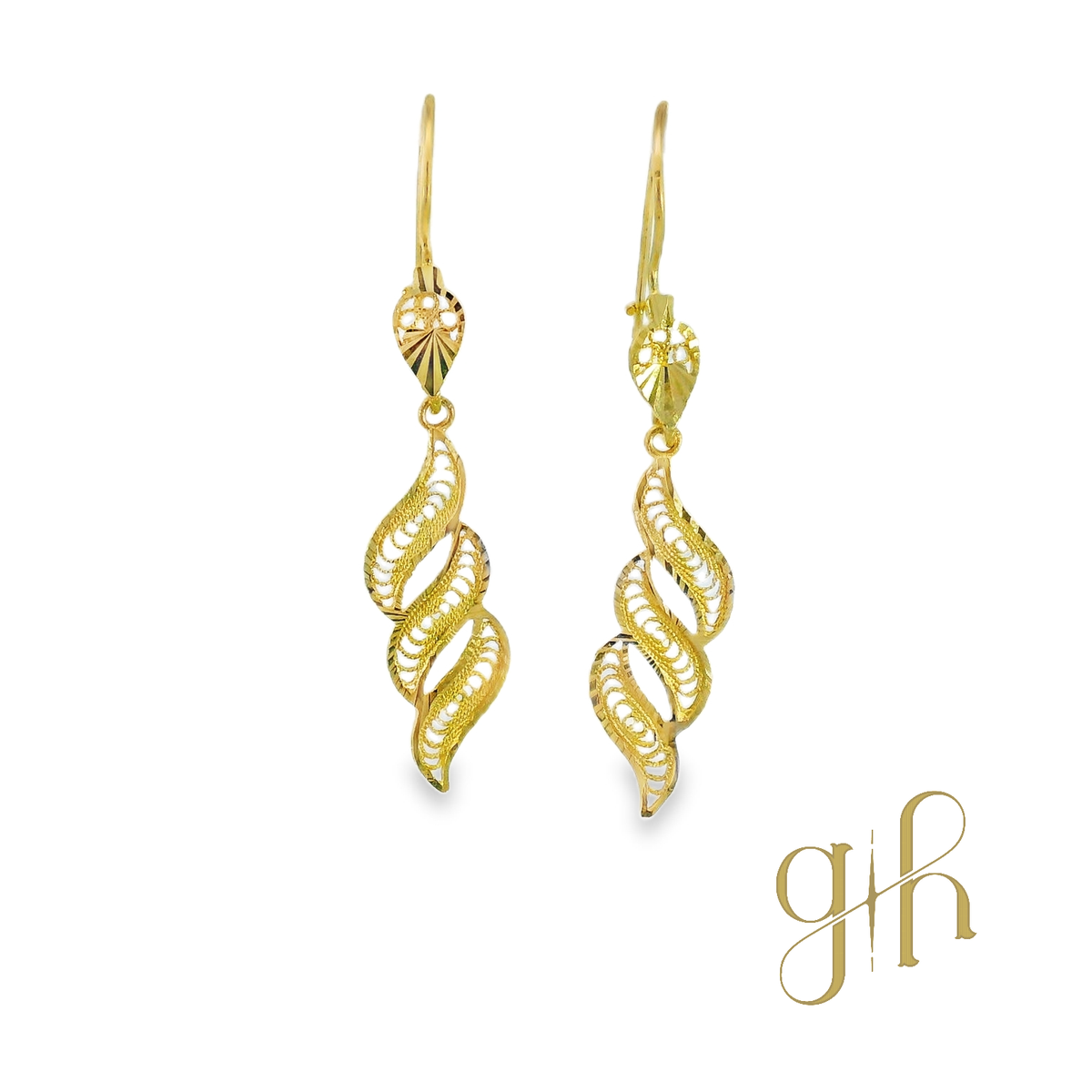 Wavy Feather Dangle Earrings